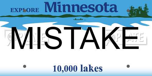 MISTAKE Minnesota License Plate