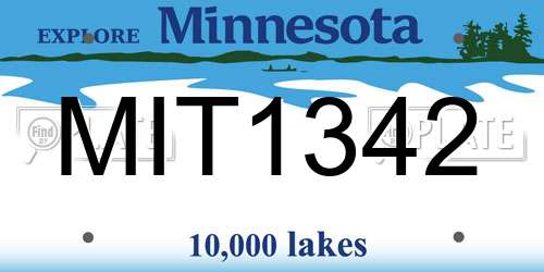 MIT1342 Minnesota License Plate