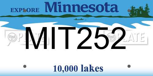 MIT252 Minnesota License Plate