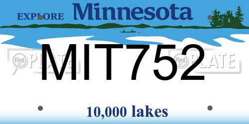 MIT752 Minnesota License Plate