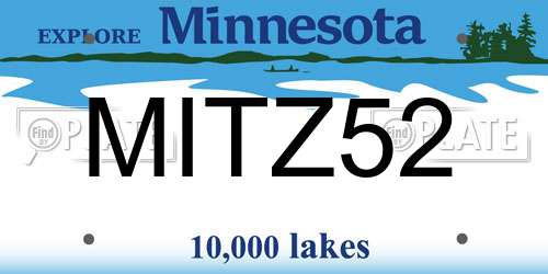 MITZ52 Minnesota License Plate