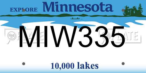 MIW335 Minnesota License Plate