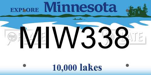MIW338 Minnesota License Plate