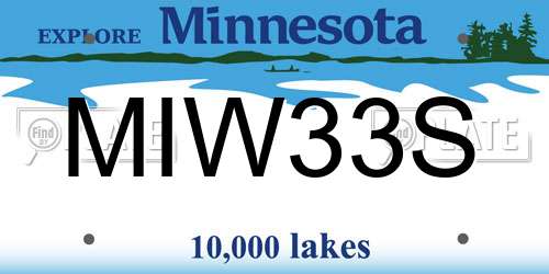 MIW33S Minnesota License Plate