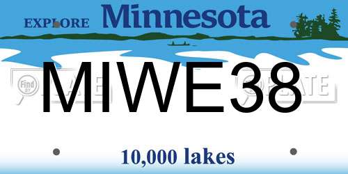 MIWE38 Minnesota License Plate