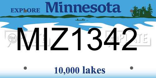 MIZ1342 Minnesota License Plate