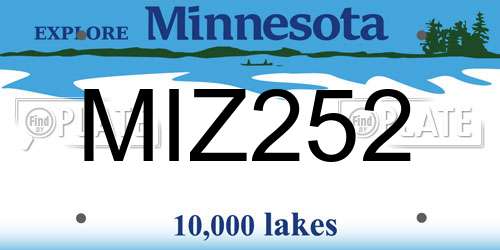 MIZ252 Minnesota License Plate
