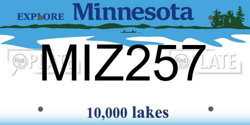 MIZ257 Minnesota License Plate