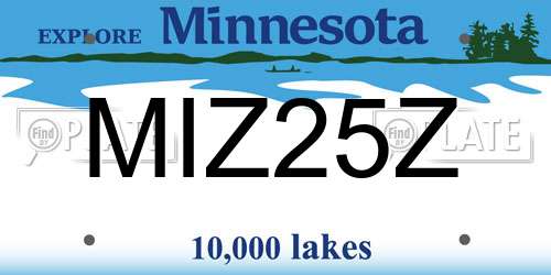 MIZ25Z Minnesota License Plate