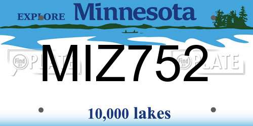 MIZ752 Minnesota License Plate