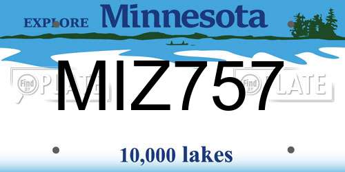 MIZ757 Minnesota License Plate