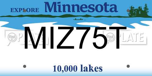 MIZ75T Minnesota License Plate