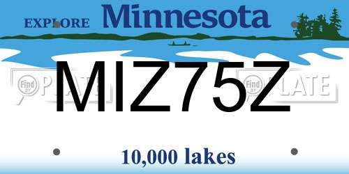 MIZ75Z Minnesota License Plate