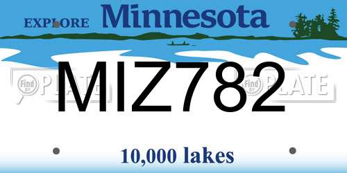 MIZ782 Minnesota License Plate
