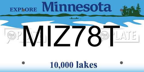 MIZ78T Minnesota License Plate