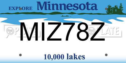 MIZ78Z Minnesota License Plate