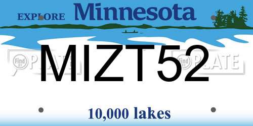 MIZT52 Minnesota License Plate