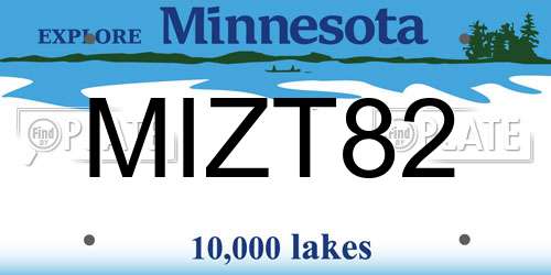MIZT82 Minnesota License Plate