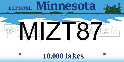 MIZT87 Minnesota License Plate