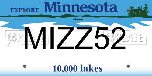 MIZZ52 Minnesota License Plate