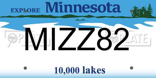 MIZZ82 Minnesota License Plate