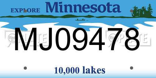 MJ09478 Minnesota License Plate