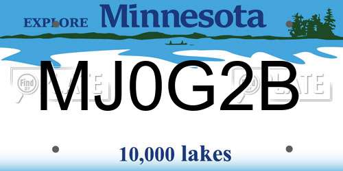 MJ0G2B Minnesota License Plate