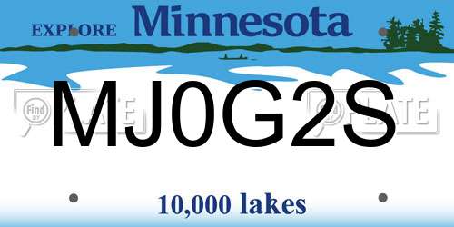 MJ0G2S Minnesota License Plate
