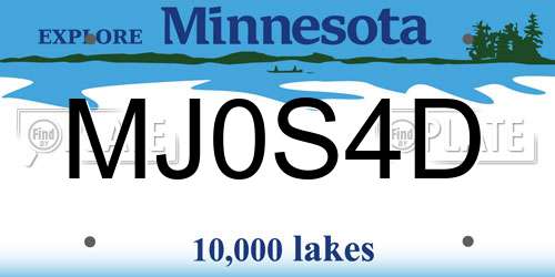 MJ0S4D Minnesota License Plate
