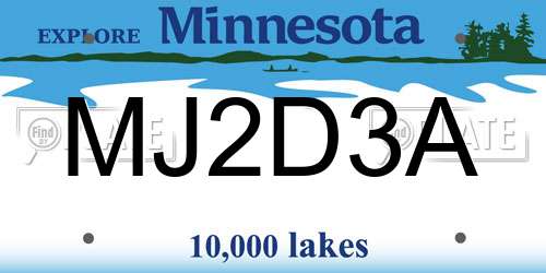 MJ2D3A Minnesota License Plate