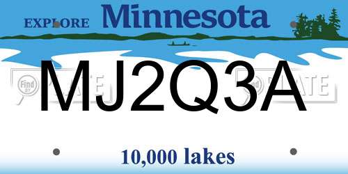 MJ2Q3A Minnesota License Plate