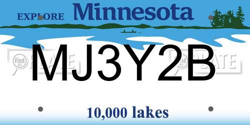 MJ3Y2B Minnesota License Plate