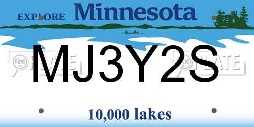 MJ3Y2S Minnesota License Plate