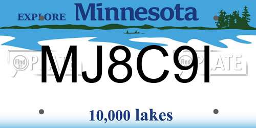 MJ8C9I Minnesota License Plate