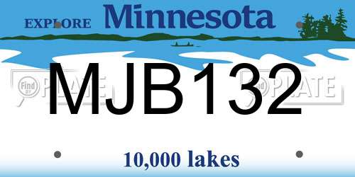 MJB132 Minnesota License Plate