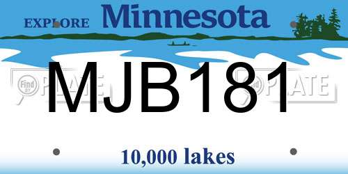 MJB181 Minnesota License Plate