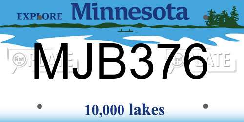 MJB376 Minnesota License Plate