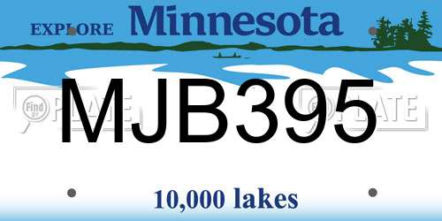 MJB395 Minnesota License Plate