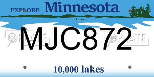 MJC872 Minnesota License Plate