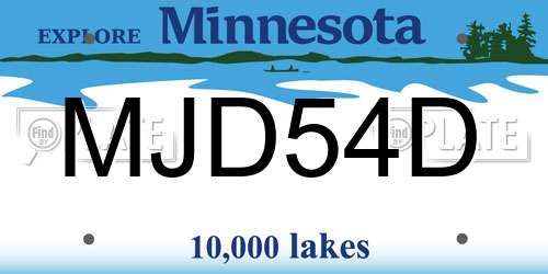MJD54D Minnesota License Plate