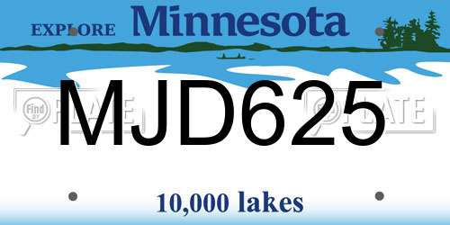 MJD625 Minnesota License Plate
