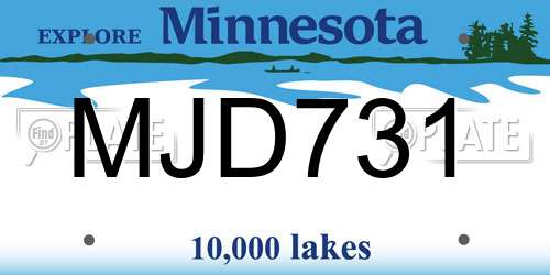 MJD731 Minnesota License Plate