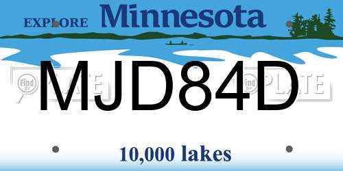 MJD84D Minnesota License Plate