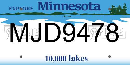 MJD9478 Minnesota License Plate
