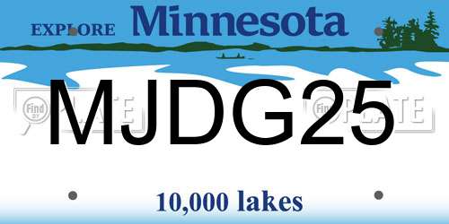 MJDG25 Minnesota License Plate