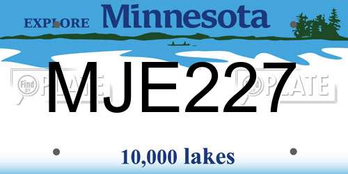 MJE227 Minnesota License Plate