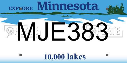 MJE383 Minnesota License Plate