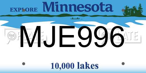 MJE996 Minnesota License Plate