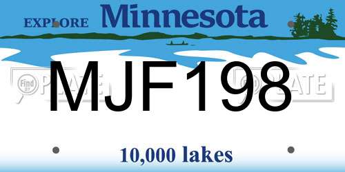 MJF198 Minnesota License Plate