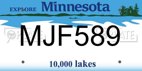 MJF589 Minnesota License Plate